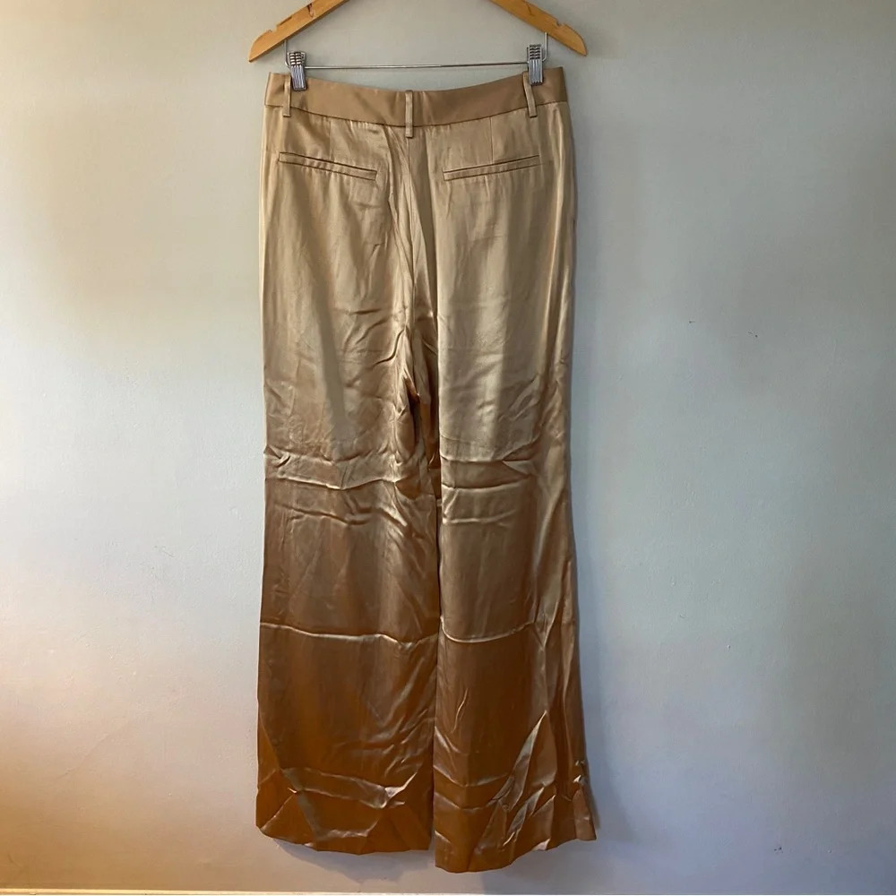 NILI LOTAN flavie pant in khaki 100% Silk Size Woman’s 8 - Picture 10 of 12